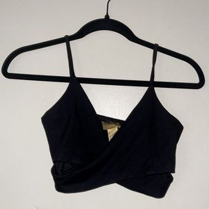 H&M black front crisscross crop tank